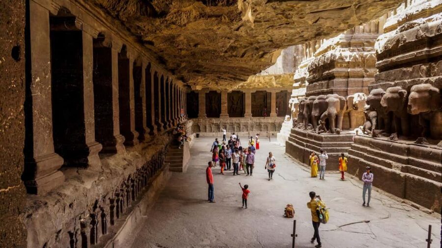 From Mumbai: Ajanta and Ellora Day Tour with Flights - Ellora Caves: Kailasa Temple and Cave-Religion Mix